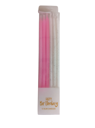 Imagen de Vela glitter blanca y rosada