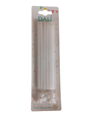 Imagen de Velas glitter  blanco x 6