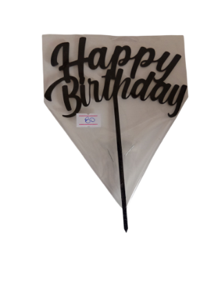 Imagen de Topper happy birthay negro