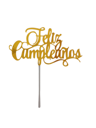 Imagen de Topper de opalina feliz cumple dorado