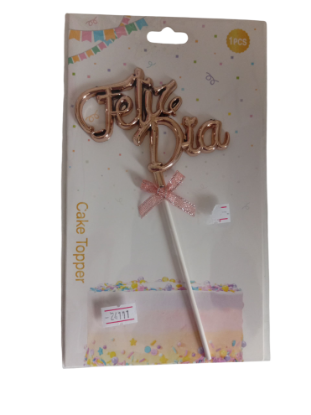 Imagen de Topper feliz dia rosa gold