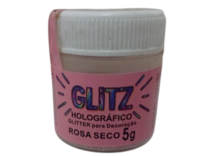 Imagen de Glitter rosa seco holografico