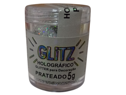 Imagen de Glitter plateado holografico
