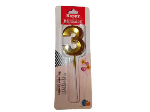 Imagen de Vela número 3 dorada