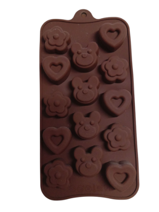 Imagen de Molde silicona cara de ositos y flor