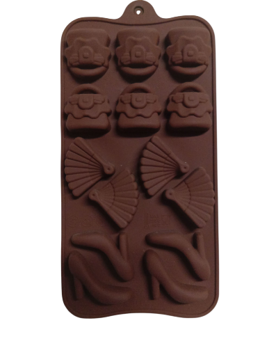 Imagen de Molde silicona zapatos, cartera, abanico